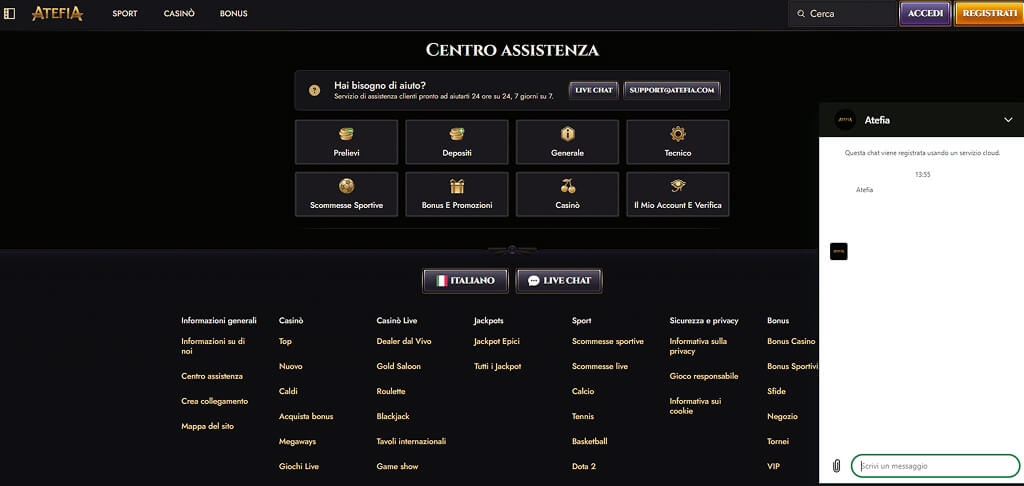 Atefia Casinò Contattaci