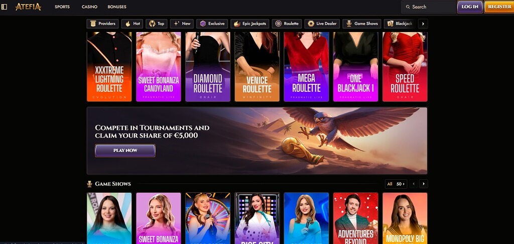 Atefia Casino Interface