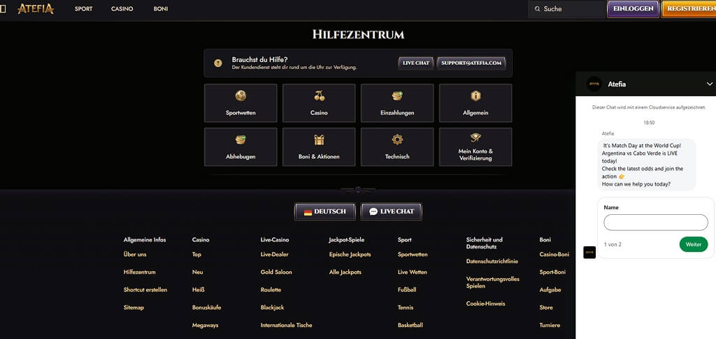 Atefia Casino Kontaktieren Sie uns
