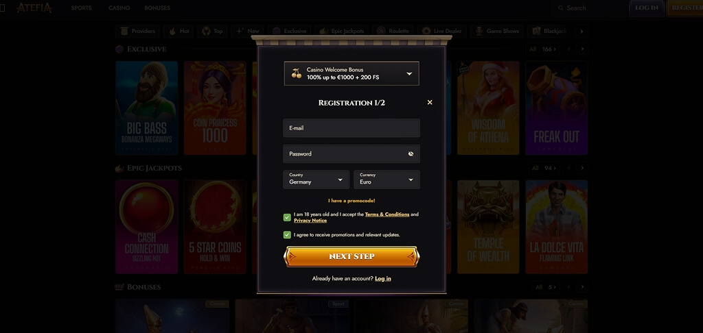Atefia Casino Registration