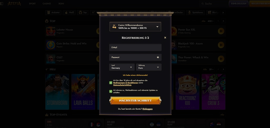 Atefia Casino Registrierung