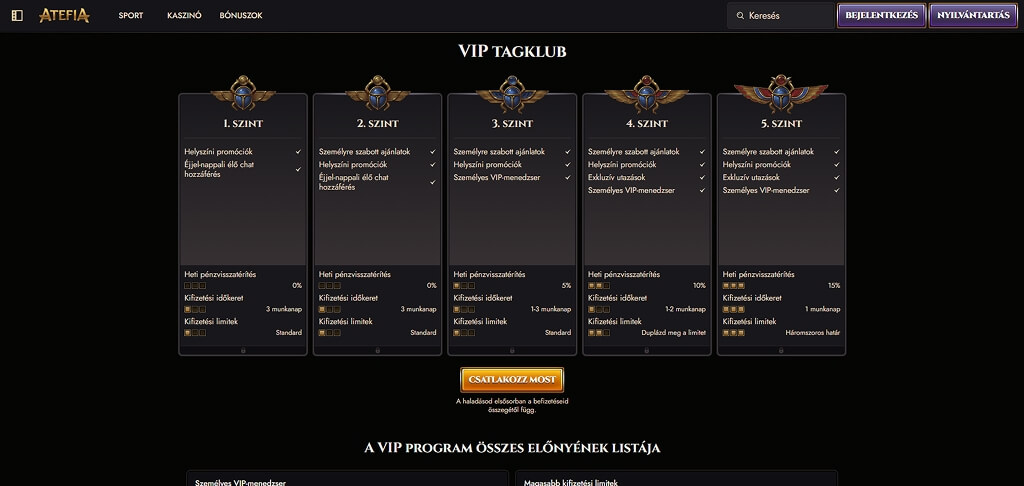 Atefia kaszinó VIP klub