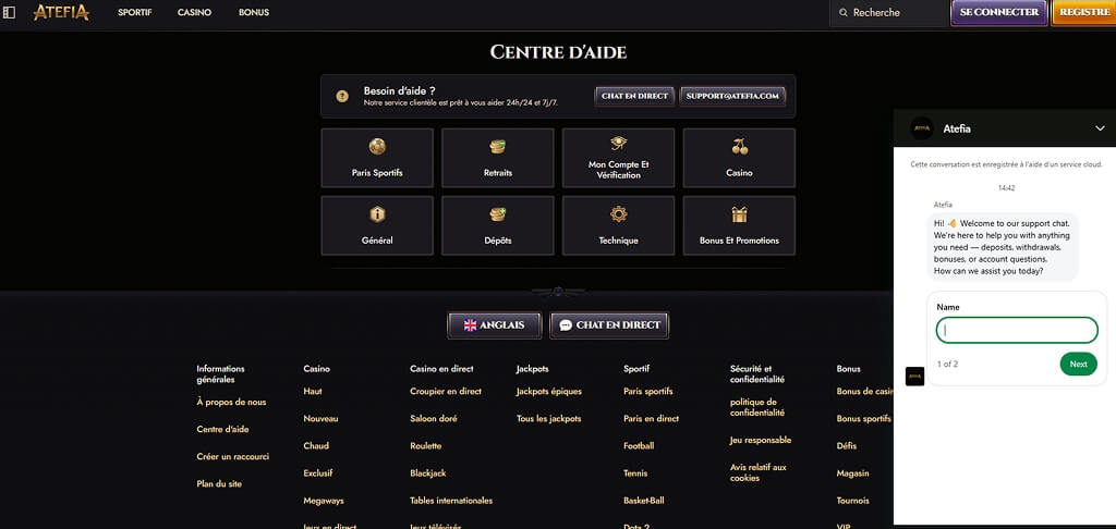 Casino Atefia Contactez-nous