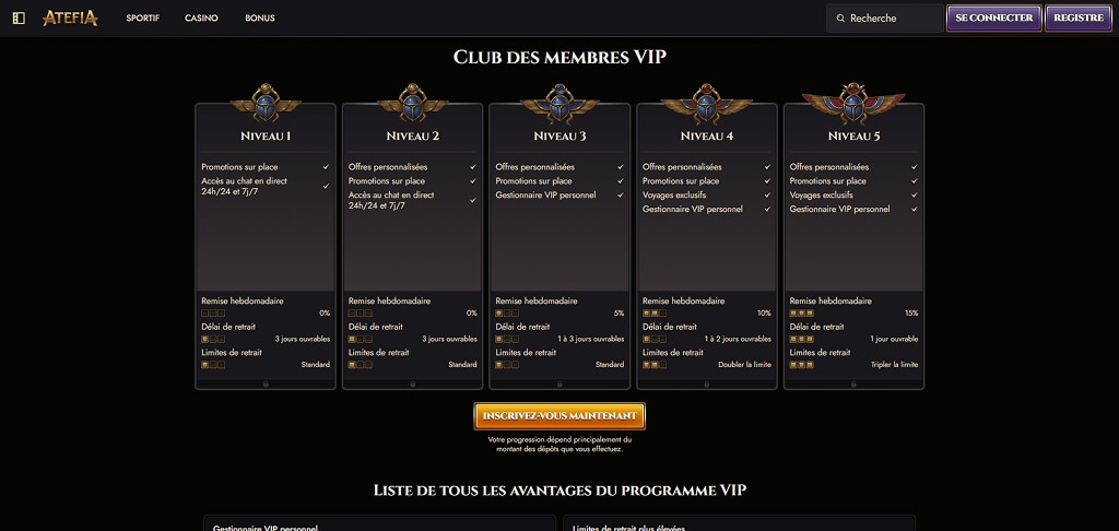 Club VIP du casino Atefia
