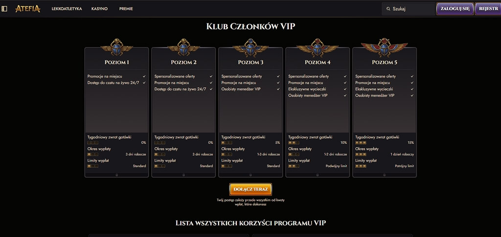 Klub VIP kasyna Atefia