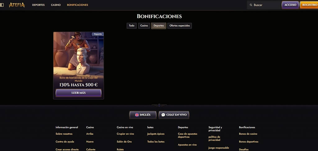 Promociones de Atefia Casino