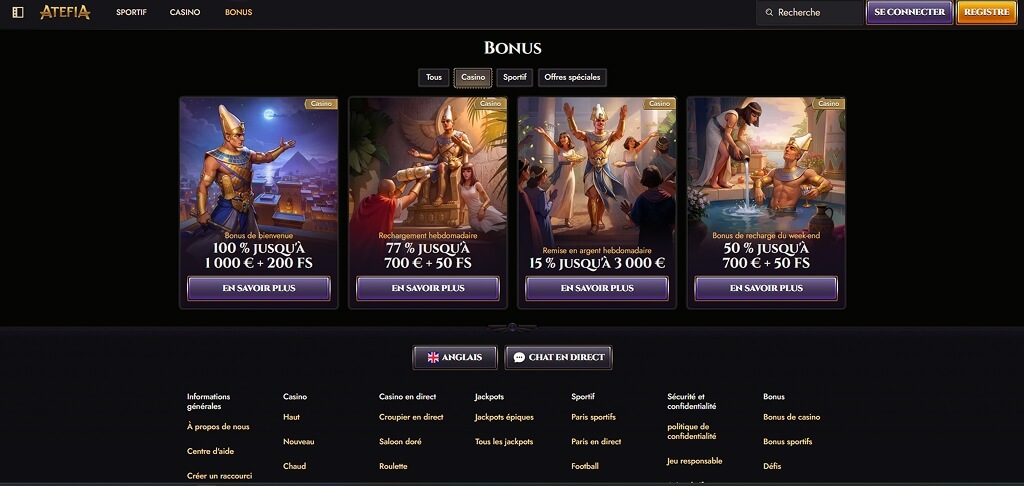 Promotions au casino Atefia